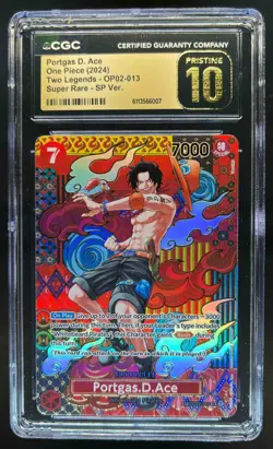 2024 One Piece Two Legends Portgas.D.Ace PRISTINE #OP02-013 CGC 10 - Image 1