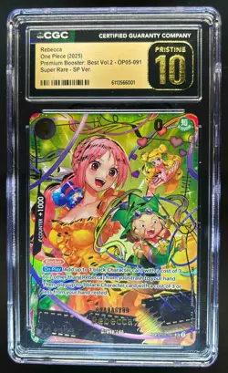 2025 One Piece Rebecca Premium Super Rare Variation #OP05-091 CGC 10 PRISTINE - Image 1