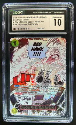 2025 One Piece Gum-Gum Fire-Fist Pistol Red Hawk #OP11-114 CGC 10 - Image 1