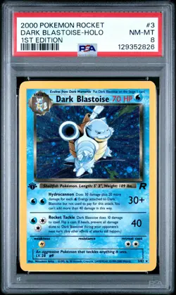 2000 POKEMON ROCKET 1ST EDITION #3 DARK BLASTOISE-HOLO PSA 8 - Image 1
