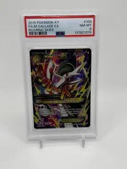 2015 POKEMON XY ROARING SKIES #100 FULL ART/M GALLADE EX PSA 8 - Image 1