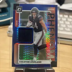 2025 Panini Optic Colston Loveland Blue Hyper Rookie Phenom Patch RPBH-CLD Bears - Image 1