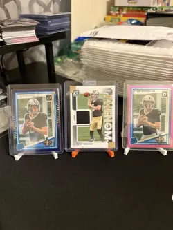 2025 Panini Donruss - Rated Rookie Tyler Shough Optic Pink, Blue, And Patch - Image 1