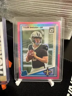 2025 Panini Donruss - Rated Rookie Tyler Shough Optic Pink, Blue, And Patch - Image 4