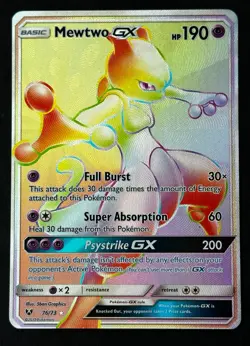 Pokemon Mewtwo GX 76/73 Secret Rare Shining Legends Holo Rainbow | Near Mint NM - Image 1