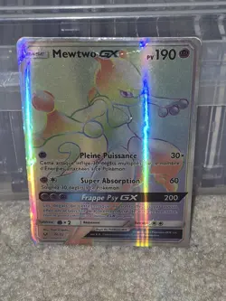 POKEMON Mewtwo GX Full Art Rainbow Secret Rare 76/73 Sun Moon Shining Legends - Image 1
