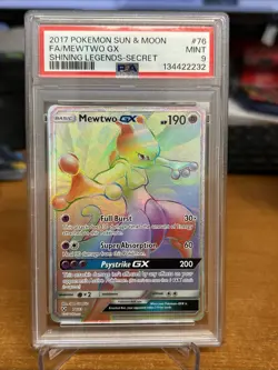 MEWTWO GX 2017 POKEMON S&M SHINING LEGENDS SECRET RARE 76/73 PSA 9 Q5600 - Image 1