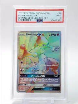 MEWTWO GX 2017 POKEMON S&M SHINING LEGENDS SECRET RARE 76/73 PSA 9 Q5600 - Image 1