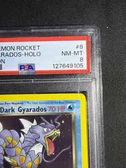 Pokemon TCG Rocket Dark Gyarados Holo Rare Card 8/82 1st Edition - PSA 8 - Image 2