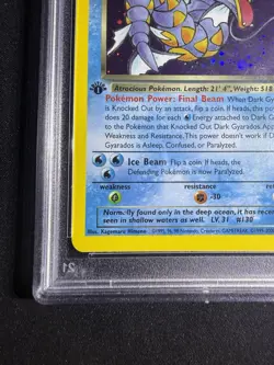 Pokemon TCG Rocket Dark Gyarados Holo Rare Card 8/82 1st Edition - PSA 8 - Image 3
