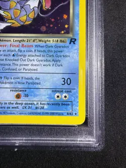 Pokemon TCG Rocket Dark Gyarados Holo Rare Card 8/82 1st Edition - PSA 8 - Image 4