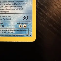 Pokemon Dark Gyarados Holo Rare TCG Card 1st Edition 8/82 Near Mint Condition - Image 2