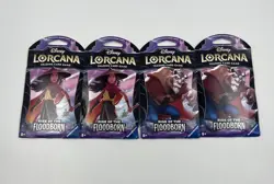 (LOT OF 4) DISNEY LORCANA RISE OF THE FLOODBORN SEALED SLEEVED BOOSTER PACKS - Image 1