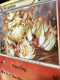 Pokemon TCG HeartGold SoulSilver Arcanine Holo Card 1/123 Rare - Image 2