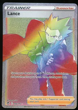 Pokemon TCG Lance Full Art Secret Rainbow Rare 206/195 Silver Tempest NM - Image 1