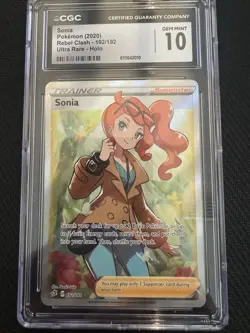 Pokemon TCG Rebel Clash Ultra Rare Sonia 192/192 CGC Gem Mint 10 - Image 1