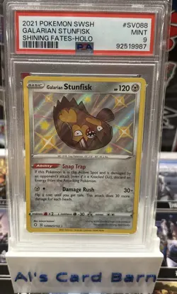2021 POKEMON SWORD & SHIELD SHINING FATES #SV088 GALARIAN STUNFISK HOLO PSA 9 - Image 1