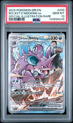 2025 POKEMON DRI EN-DESTINED RIVALS #233 TEAM ROCKET'S NIDOKING EX PSA 10 - Image 1