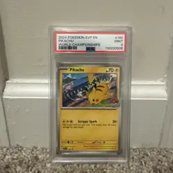 2024 POKEMON SVP EN-SV BLACK STAR PROMO WORLD CHAMPIONSHIPS #190 PIKACHU PSA 9 - Image 1