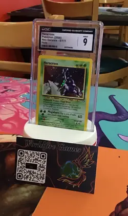 Heracross 6/111 Holo Rare Neo Genesis Pokemon CGC 9 MINT - Image 1