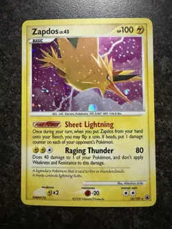 SWIRL Zapdos 14/100 English DPBP#176 Majestic Dawn Holo (LP) Pokemon TCG Rare - Image 1