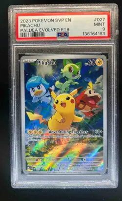 2023-25 Pokemon SV Black Star Promos SVP EN Pikachu #027 PSA 9 - Image 1