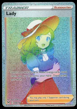 Pokemon TCG Lady Full Art Secret Rainbow Rare 208/196 Lost Origin NM - Image 1
