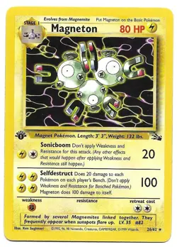 Pokemon 1st Edition Magneton 26/62 Fossil LP Vintage - Image 1