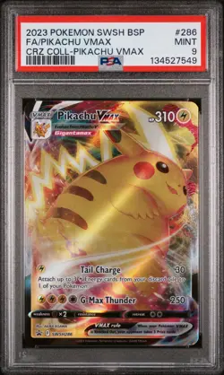 2023 POKEMON SWSH BLACK STAR PROMO #286 FULL ART/PIKACHU VMAX PSA 9 - Image 1
