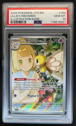 2025 Pokemon Journey Together Lillie's Ribombee #164/159 PSA 10 - Image 1