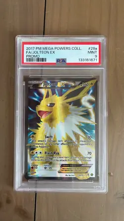 2017 POKEMON MEGA POWERS COLLECTION PROMO #28A FULL ART/JOLTEON EX PSA 9 - Image 1