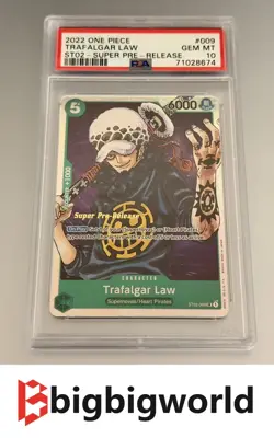 2022 ONE PIECE SUPER PRE RELEASE ST02-009 TRAFALGAR LAW PSA 10 GEM MINT - Image 1