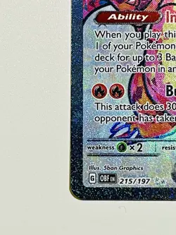 Pokemon TCG Charizard EX Obsidian Flames Ultra Rare Full Art Holo Card 215/197 - Image 2