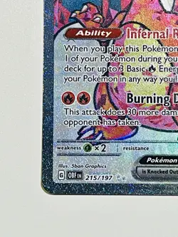 Pokemon TCG Charizard EX Obsidian Flames Ultra Rare Full Art Holo Card 215/197 - Image 3
