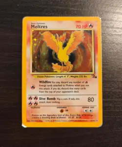 Moltres 12/62 Fossil Holo Rare Vintage Pokemon Card 1999 WOTC MP - Image 1