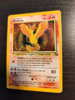 Moltres 12/62 Fossil Holo Rare Vintage Pokemon Card 1999 WOTC MP - Image 3
