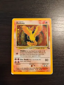 Moltres 12/62 Fossil Holo Rare Vintage Pokemon Card 1999 WOTC MP - Image 4