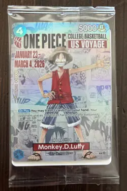 One Piece CCG Monkey.D.Luffy College Basketball US Voyage Promo Card - Image 1