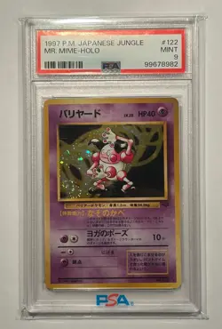 POKEMON 1997 Japanese Jungle Mr. Mime Holo #122 - PSA 9 MINT - Image 1