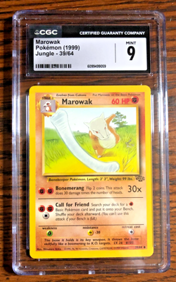 Marowak Regular Uncommon #39 - CGC MINT 9 - 1999 Jungle Unlimited - Pokemon TCG - Image 1