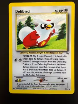 Pokemon TCG Delibird Neo Revelation Holo Rare 5/64 Unlimited LP+ - Image 1