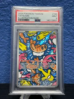 2024 POKEMON TWM EN-TWILIGHT MASQUERADE ILLUSTRATION RARE #186 TATSUGIRI PSA 9 - Image 1