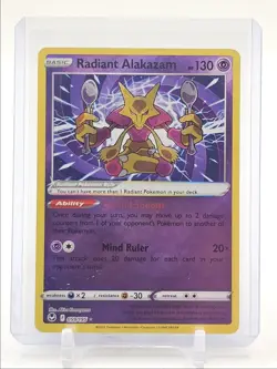 RADIANT ALAKAZAM 2022 POKEMON SWSH SILVER TEMPEST RARE 059/195 Q3687 - Image 1