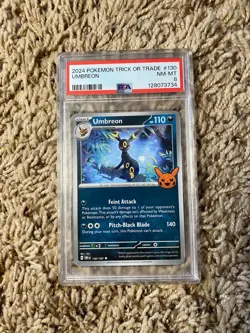 Pokemon TCG Umbreon 130/197 Uncommon Regular Trick or Trade 2024 PSA 8 - Image 1