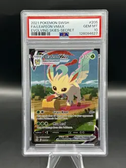 PSA 10 Leafeon VMAX Alternate Art Secret 205/203 Pokemon Evolving Skies 2021 ENG - Image 1