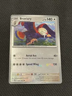 Pokemon TCG Black Bolt 007/086 Braviary Master Ball Holo Pattern - NM - Image 1