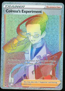 Pokemon Colress's Experiment Full Art Secret Rainbow Rare 206/196 Lost Orgin NM - Image 1