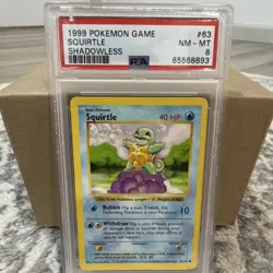 Pokemon 1999 Base Set Shadowless Squirtle PSA 8 #63/102 Regular English TCG - Image 1
