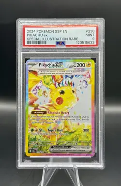 PSA 9 Pikachu ex SIR 238/191 Pokemon Surging Sparks 2024 ENGLISH - Image 1