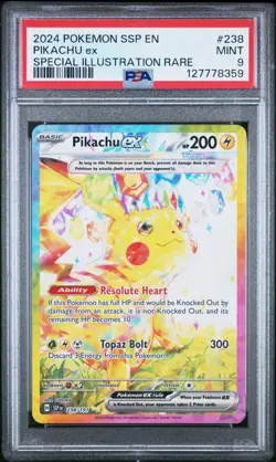 PSA 9 MINT Pikachu EX Surging Sparks SIR Holo 2024 Pokemon 238/191 - Image 1
